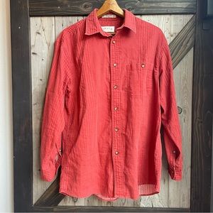 Orvis burnt orange striped button down size medium